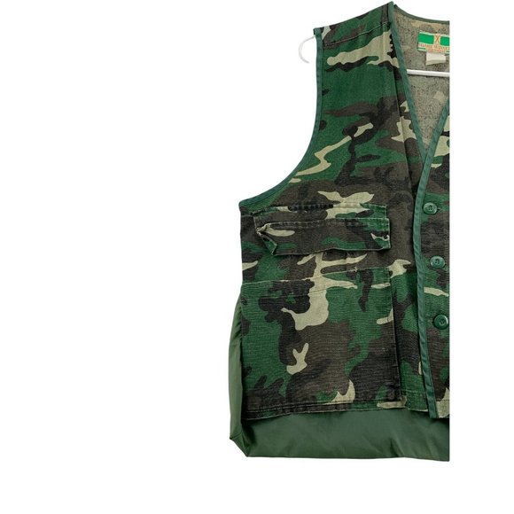 GAME WINNER SPORTSWEAR Vest Mens Fishing/Hunting Green Camouflage Width 23.5 in - Picture 2 of 10